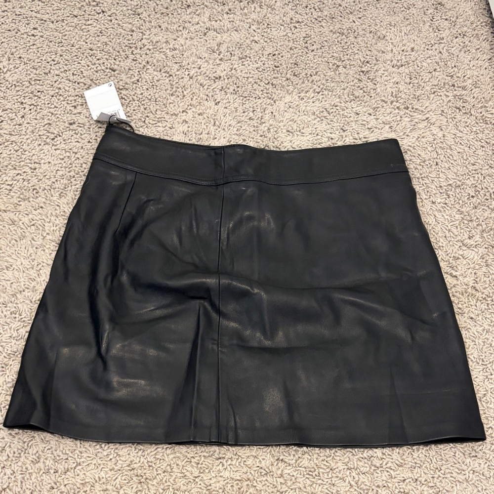 NWT! Mango Black Leather Mini Skirt
